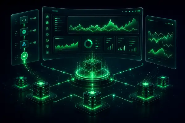 Ilustração de deploy e observabilidade de um sistema